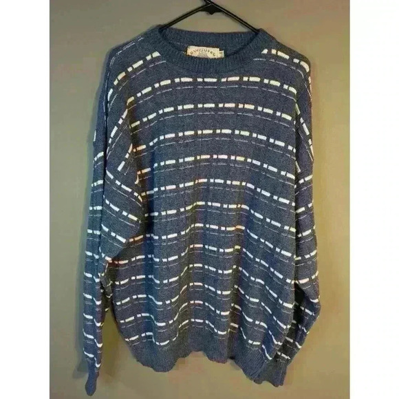 Hampton Bay Trading Co. Sweater XL Blue 90s vintage 3d blue and white - Picture 1 of 8